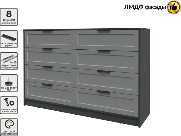 Изображение товара Комод Интерлиния Концепт Тренд КТ-К157 (антрацит/серый)