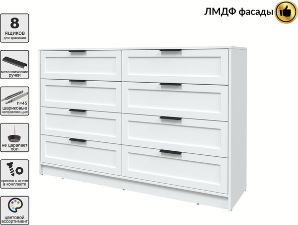 Изображение товара Комод Интерлиния Концепт Тренд КТ-К157 (белый платинум/белый)