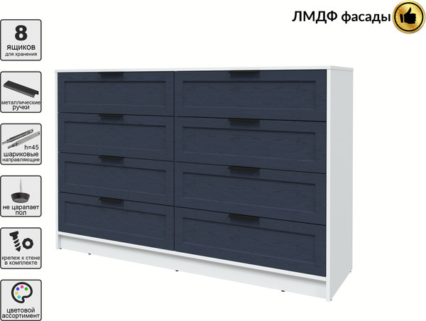 Изображение товара Комод Интерлиния Концепт Тренд КТ-К157 (белый платинум/дуб королевский)