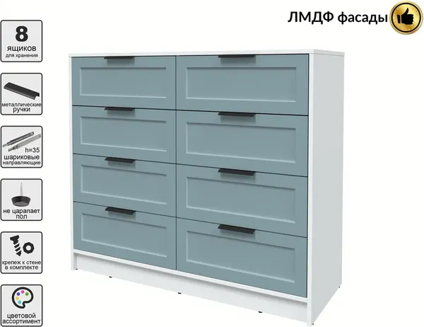 Изображение товара Комод Интерлиния Концепт Тренд КТ-К117 (белый платинум/океан)