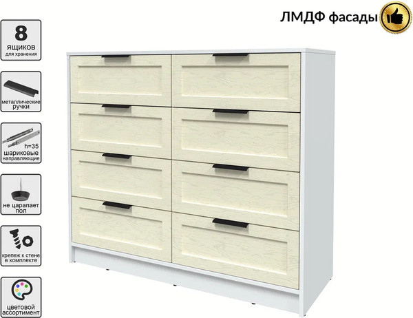 Изображение товара Комод Интерлиния Концепт Тренд КТ-К117 (белый платинум/дуб снежный)