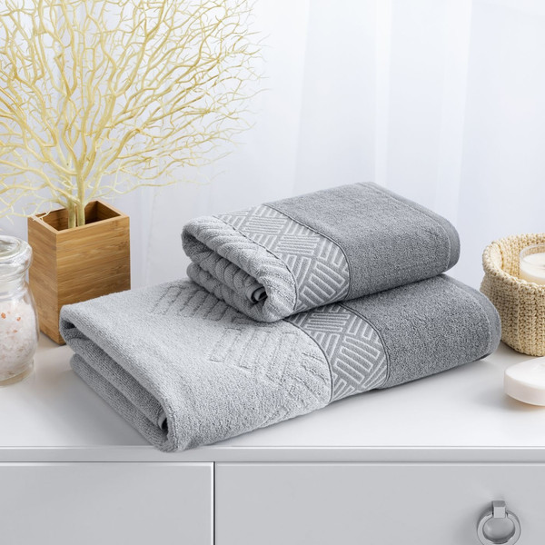 Изображение товара Полотенце Verossa МХ45 50x90 Estetica 3 / 790221 (серый/светло-серый)