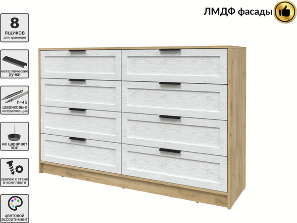 Изображение товара Комод Интерлиния Концепт Тренд КТ-К157 (дуб золотой/дуб полярный)