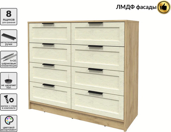 Изображение товара Комод Интерлиния Концепт Тренд КТ-К117 (дуб золотой/дуб снежный)