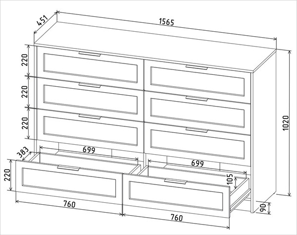 Изображение товара Комод Интерлиния Концепт Тренд КТ-К157 (белый платинум/индиго)