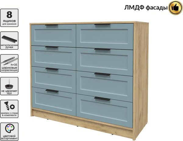 Изображение товара Комод Интерлиния Концепт Тренд КТ-К117 (дуб золотой/океан)