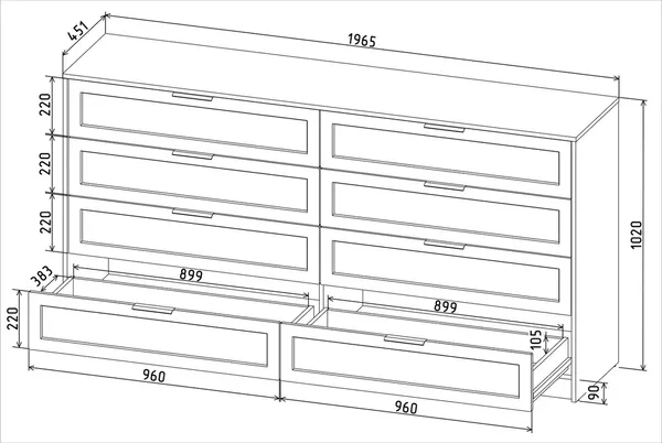Изображение товара Комод Интерлиния Концепт Тренд КТ-К197 (дуб золотой/серый)