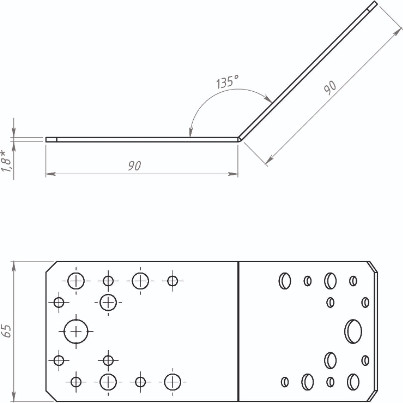 Изображение товара Уголок крепежный Металлист ГОЦ 135x90x90x65