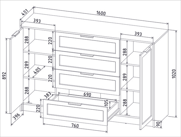 Изображение товара Тумба Интерлиния Концепт Тренд КТ-Т160 (дуб золотой/океан)