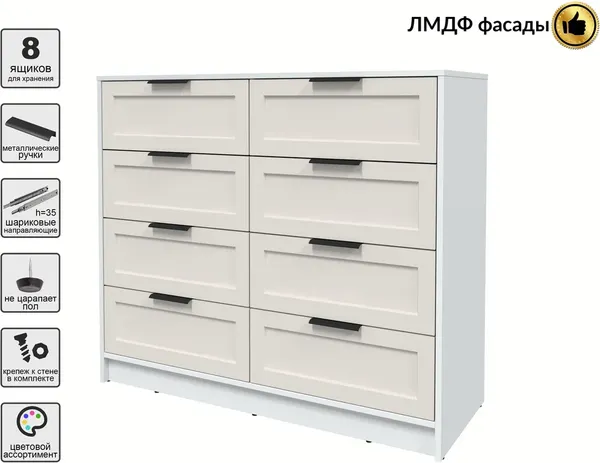 Изображение товара Комод Интерлиния Концепт Тренд КТ-К117 (белый платинум/кашемир)