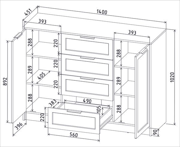 Изображение товара Тумба Интерлиния Концепт Тренд КТ-Т140 (дуб золотой/дуб лазурный)
