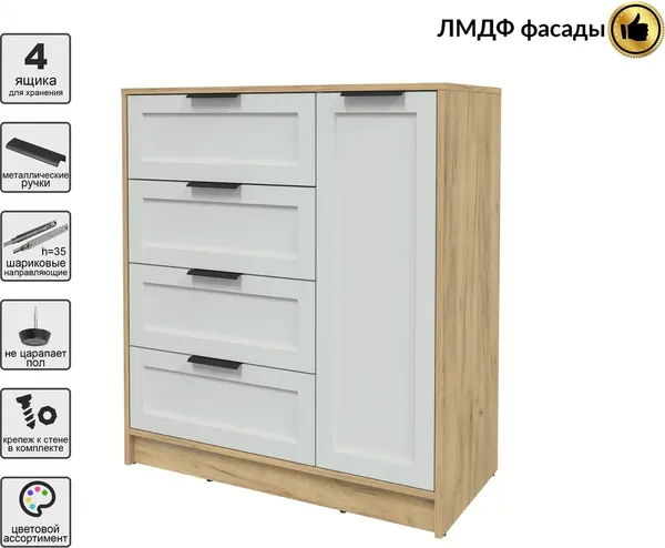 Изображение товара Тумба Interline Концепт Тренд КТ-Т90 (дуб золотой/грей)