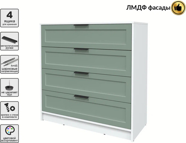 Изображение товара Комод Интерлиния Концепт Тренд КТ-К100 (белый платинум/мята)