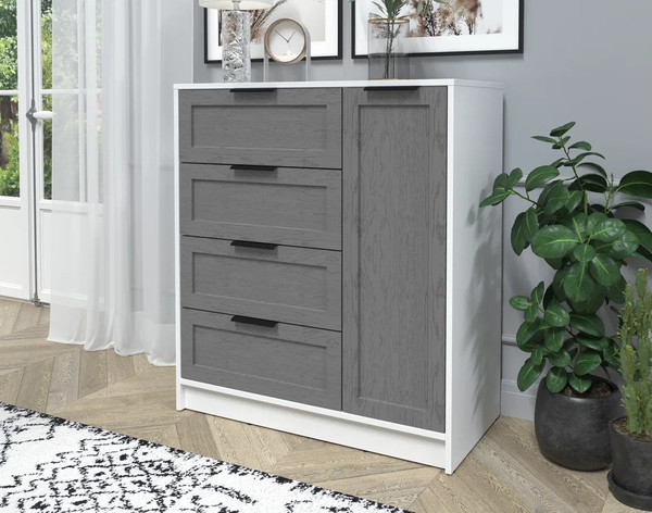 Изображение товара Тумба Интерлиния Концепт Тренд КТ-Т90 (белый платинум/дуб серый)