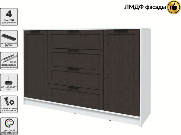 Изображение товара Тумба Интерлиния Концепт Тренд КТ-Т160 (белый платинум/дуб английский)