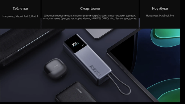 Изображение товара Портативное зарядное устройство Xiaomi 165W Power Bank 10000mAh / BHR9361GL