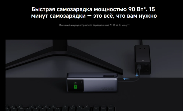 Изображение товара Портативное зарядное устройство Xiaomi 165W Power Bank 10000mAh / BHR9361GL
