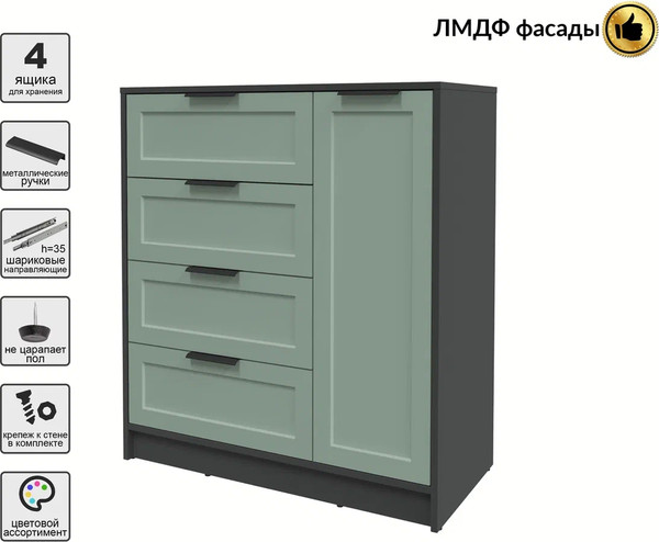 Изображение товара Тумба Интерлиния Концепт Тренд КТ-Т90 (антрацит/мята)