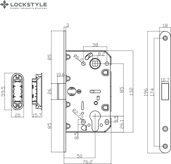 Изображение товара Защелка врезная Lockstyle  М411C ET (с ответной планкой NBM)