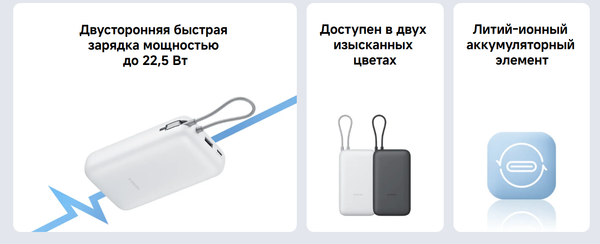 Изображение товара Портативное зарядное устройство Xiaomi Power Bank 20000mAh /  BHR9740GL
