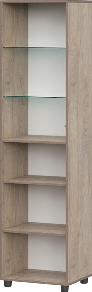 Изображение товара Шкаф-пенал Mio Tesoro Вудхилл со стеклом (эндгрейн/графит)