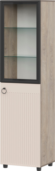 Изображение товара Шкаф-пенал Mio Tesoro Вудхилл со стеклом (эндгрейн/меланж)