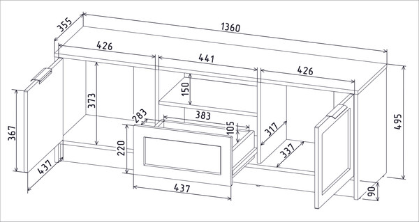 Изображение товара Тумба Интерлиния ТВ Концепт Тренд КТ-ТВ3-50 (антрацит/дуб лазурный)