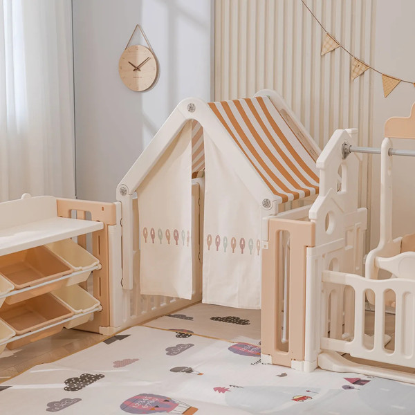 Изображение товара Игровой манеж UNIX Kids DeLuxe House&Storage 180x200 / pplxswhs200wc (Camel)