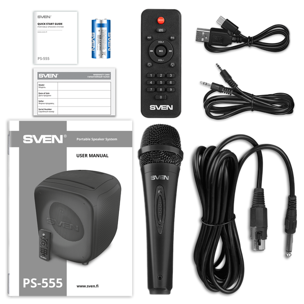 Изображение товара Портативная колонка Sven PS-555 (черный)