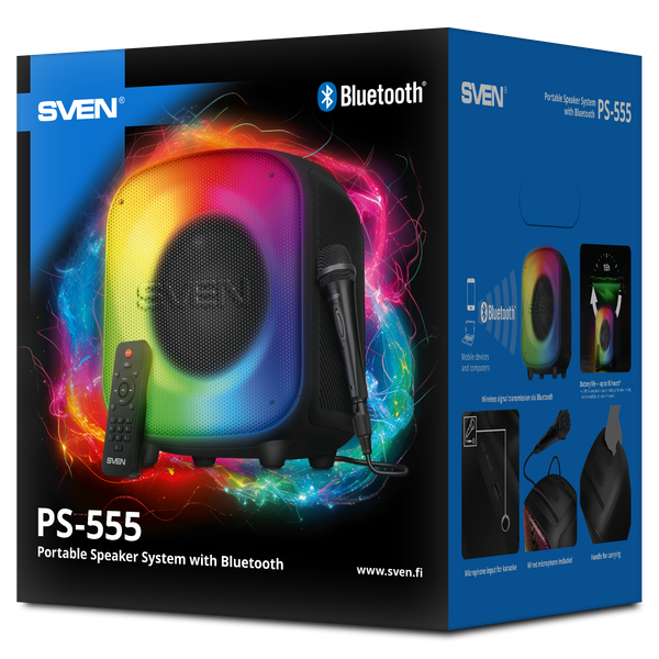 Изображение товара Портативная колонка Sven PS-555 (черный)