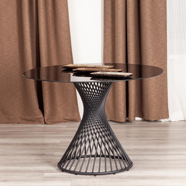 Изображение товара Обеденный стол Tetchair Bertoia GT21 110x110x75 металл/стекло (черный)