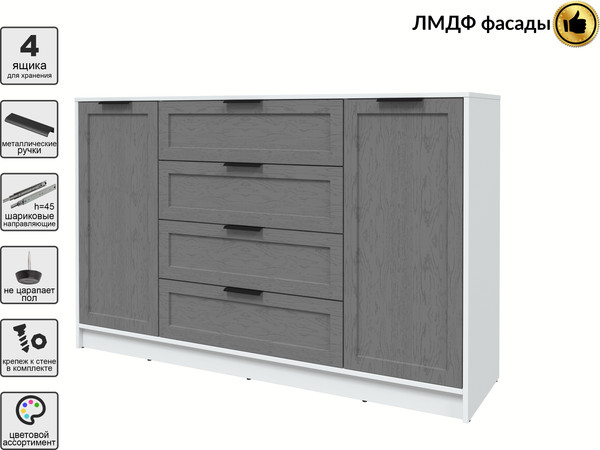 Изображение товара Тумба Интерлиния Концепт Тренд КТ-Т160 (белый платинум/дуб серый)