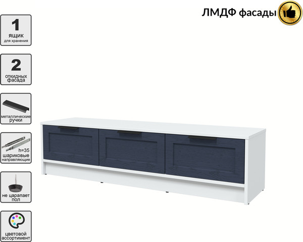 Изображение товара Тумба Интерлиния ТВ Концепт Тренд КТ-ТВ3-35 (белый платинум/дуб королевский)