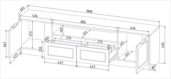 Изображение товара Тумба Интерлиния ТВ Концепт Тренд КТ-ТВ4-50 (белый платинум/дуб серый)