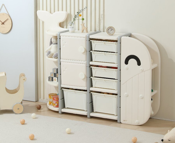 Изображение товара Стеллаж игровой UNIX Kids Whale 8 ящиков / ptswhale8wh (белый)