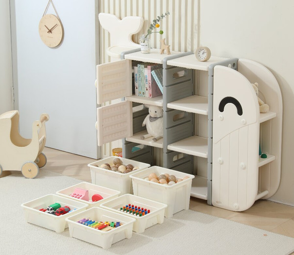 Изображение товара Стеллаж игровой UNIX Kids Whale 8 ящиков / ptswhale8wh (белый)