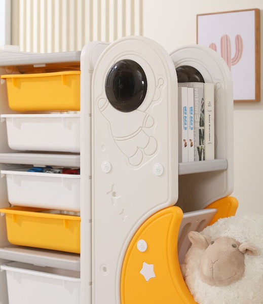 Изображение товара Стеллаж игровой UNIX Kids Moon 8 3 полки + 5 ящиков / pptsmoon8yel
