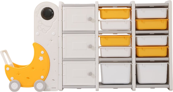 Изображение товара Стеллаж игровой UNIX Kids Moon 13 3 полки + 10 ящиков / pptsmoon13yel