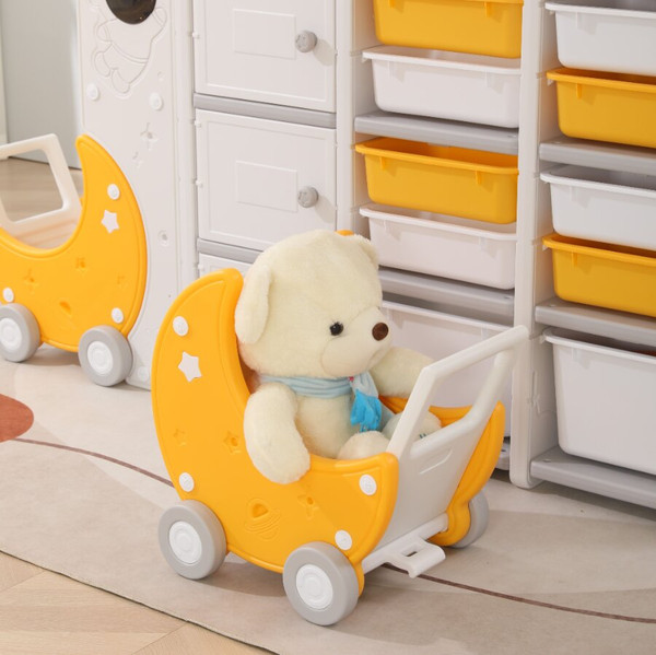 Изображение товара Стеллаж игровой UNIX Kids Moon 13 3 полки + 10 ящиков / pptsmoon13yel
