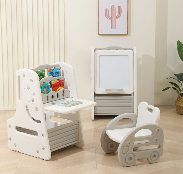 Изображение товара Стол детский UNIX Kids Трансформер 3в1 со стульчиком / ppt3in1gry (серый)