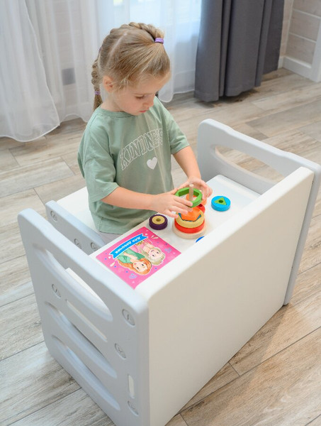 Изображение товара Стол детский UNIX Kids Grow Up Трансформер 2в1 / ppt1chgry (серый)