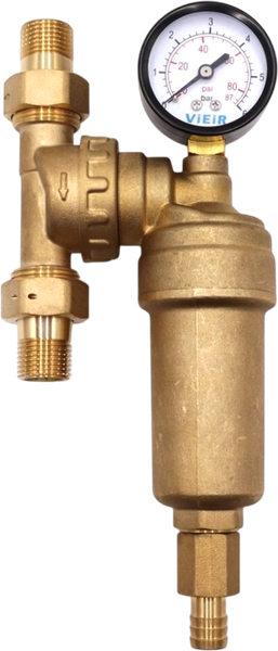Изображение товара Магистральный фильтр Vieir Свободного вращения с манометром для горячей воды 1/2 / JH147