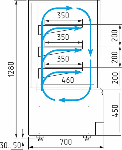 Изображение товара Витрина холодильная ХотКолд Canary 900 900х700х1280 (с гнутым стеклом)