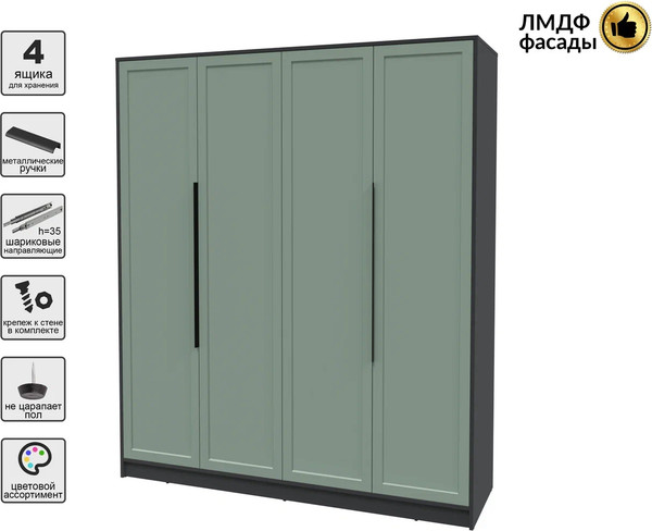 Изображение товара Шкаф Интерлиния Концепт Тренд КТ-Ш4 (антрацит/мята)