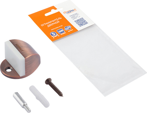 Изображение товара Ограничитель дверной Нора-М 107 / 7265 (старая медь, с белой резинкой, хедер)