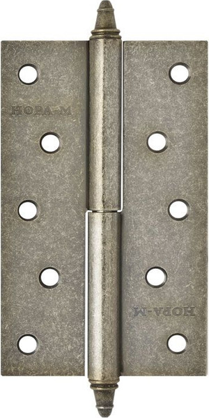 Изображение товара Комплект петель дверных Нора-М 610-5 125x75x2.5 (левая, застаренное серебро)