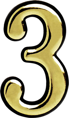 Изображение товара Цифра дверная Нора-М 3 55мм самоклеющаяся / 19474 (золотистый, пластик)