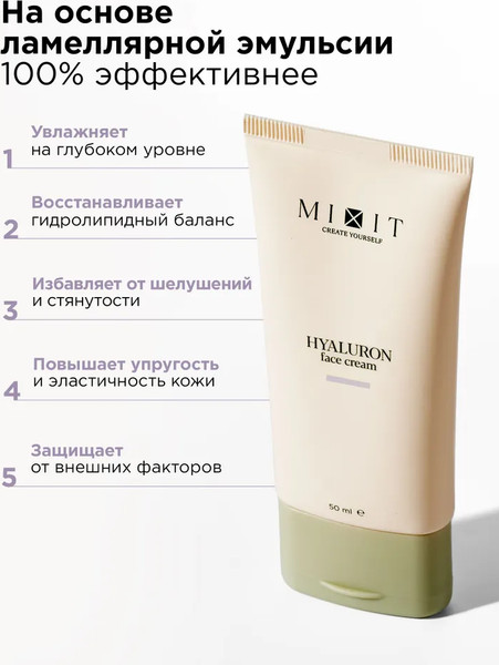 Изображение товара Крем для лица MIXIT Увлажняющий c гиалуроновой кислотой (50мл)