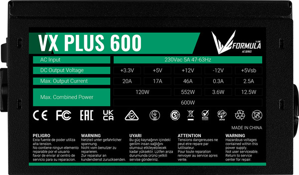 Изображение товара Блок питания для компьютера Formula VX Plus 600