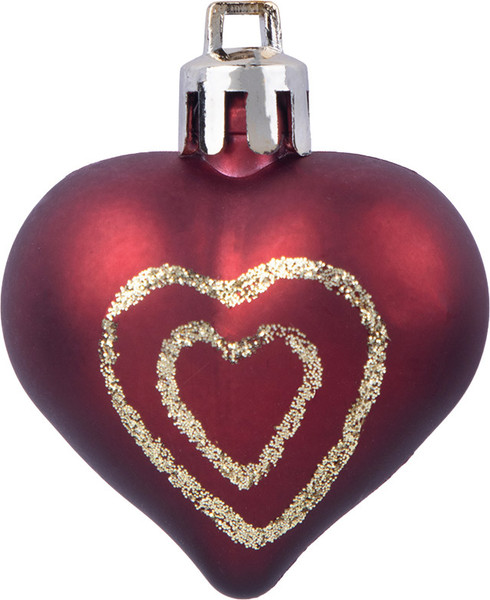 Изображение товара Набор елочных игрушек Волшебная страна Сердечки бордовые / 110446 (10шт)
